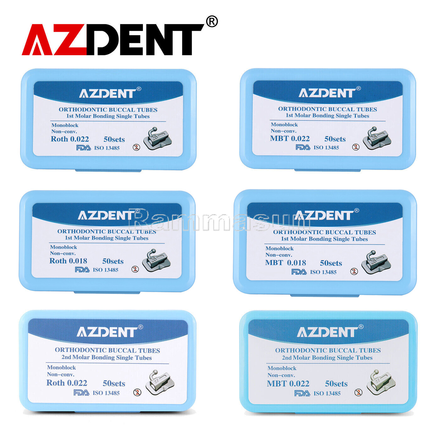 AZDENT Dental 1er 2do Molar Tubos bucales de ortodoncia Bondabe Roth/MBT
