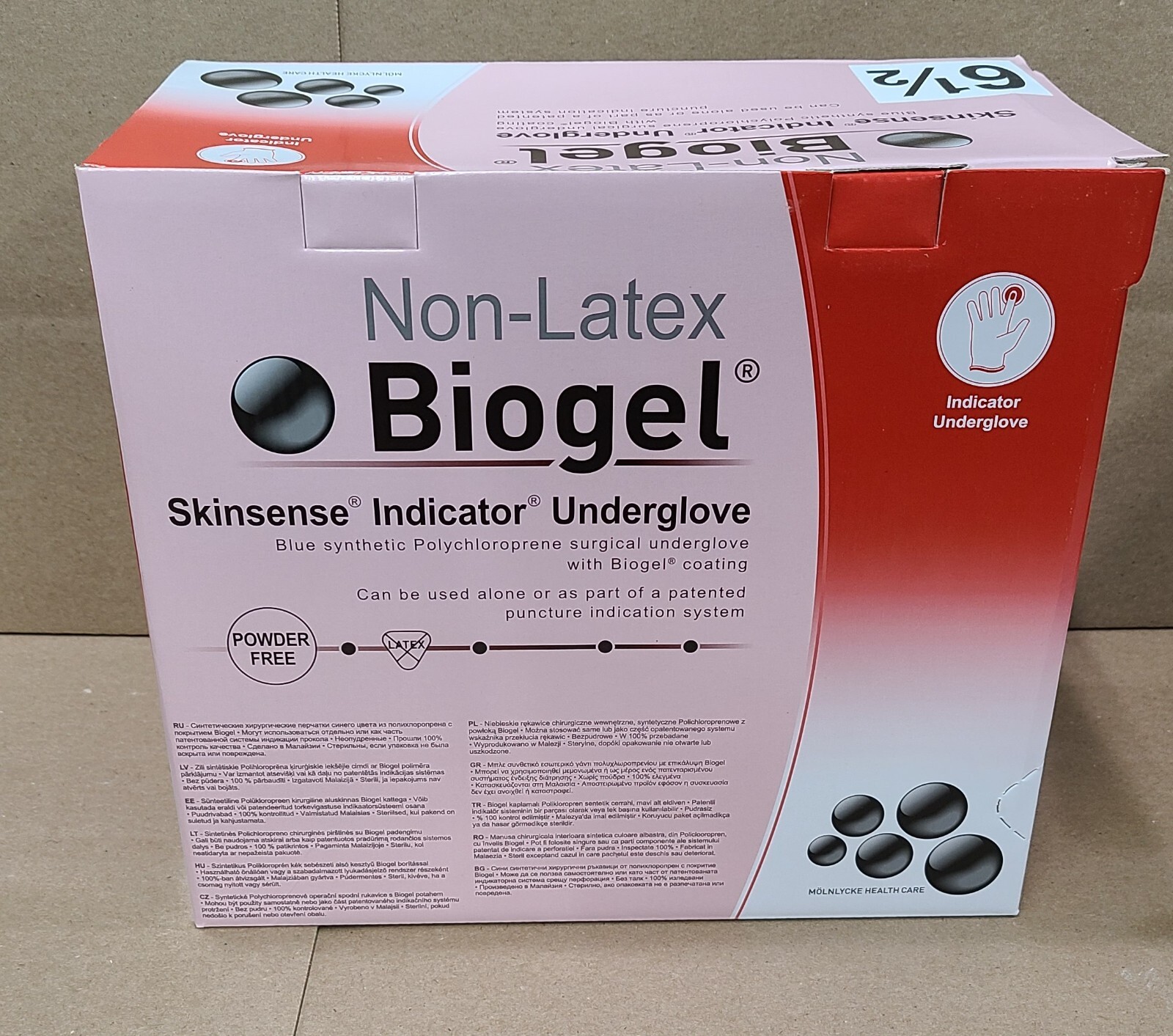 Biogel NON-Latex Skinsense Indicator UnderGlove Size 6 1/2 Box 50 pairs 40665-00