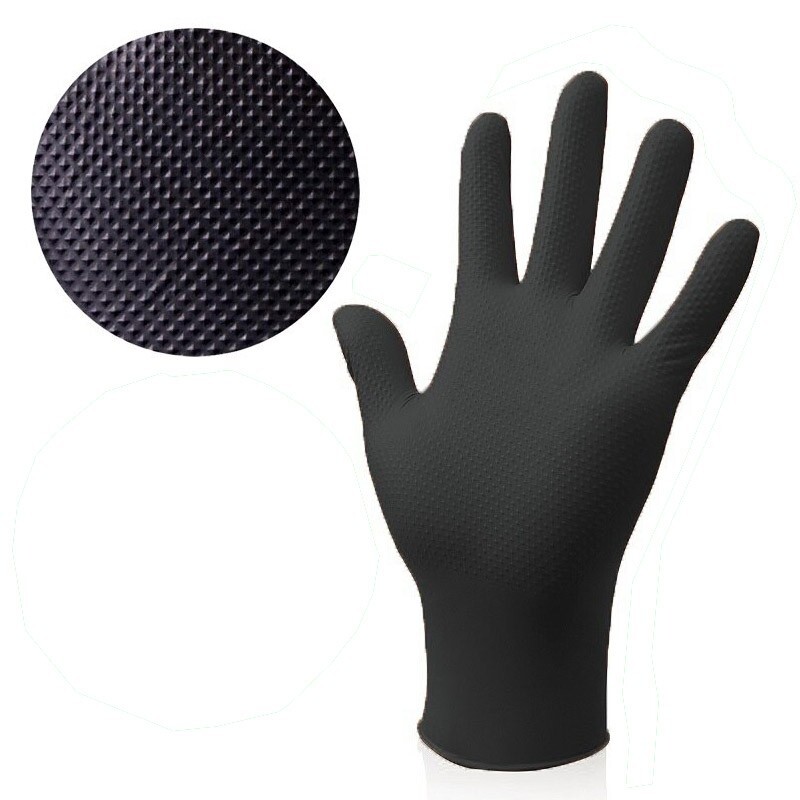 Diamond Textured Black Industrial Nitrile Gloves 8 Mil Large, 100/Bx