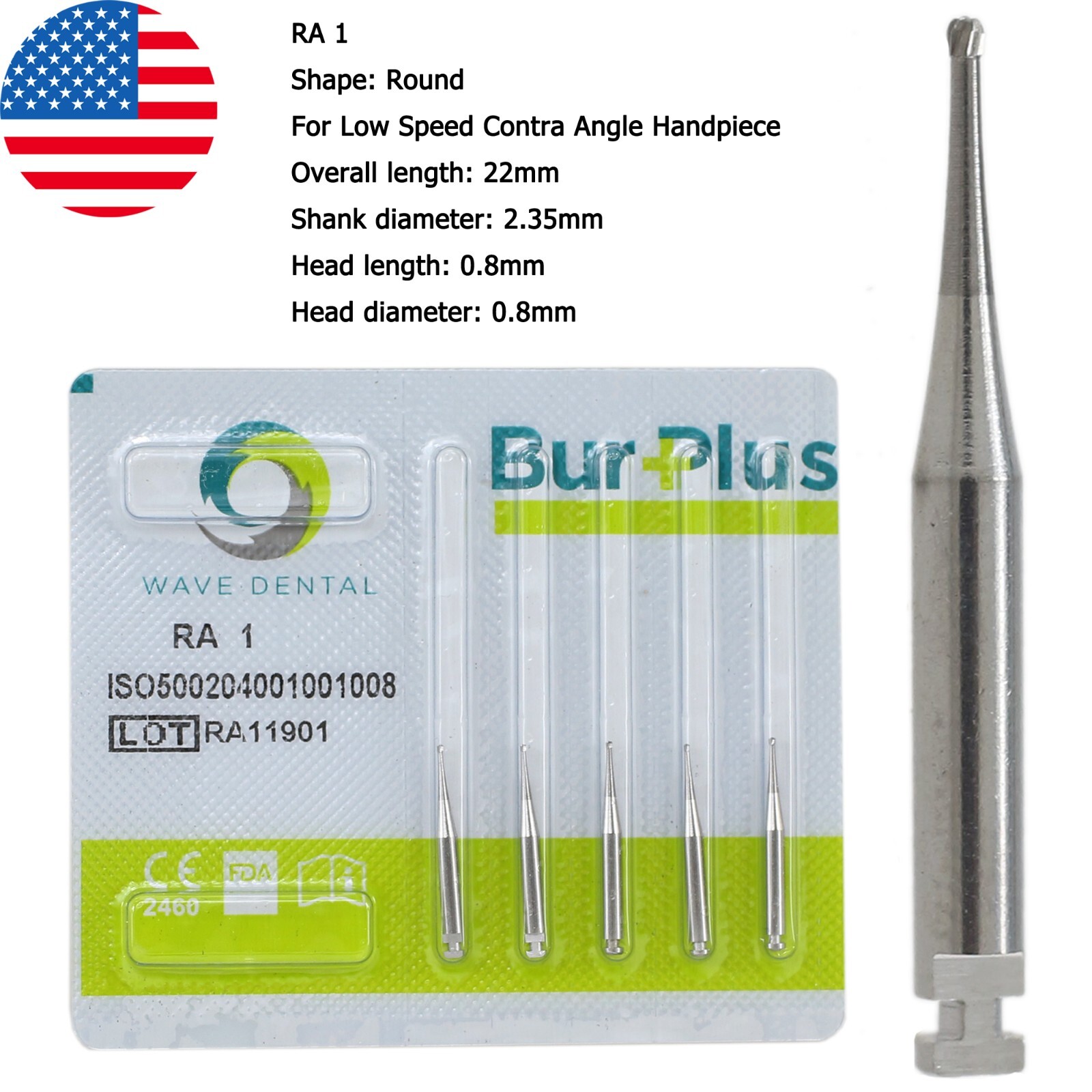 Wave Dental Carbide Burs Latch Round RA 2 4 5 6 8 702 For Low Speed Contra Angle