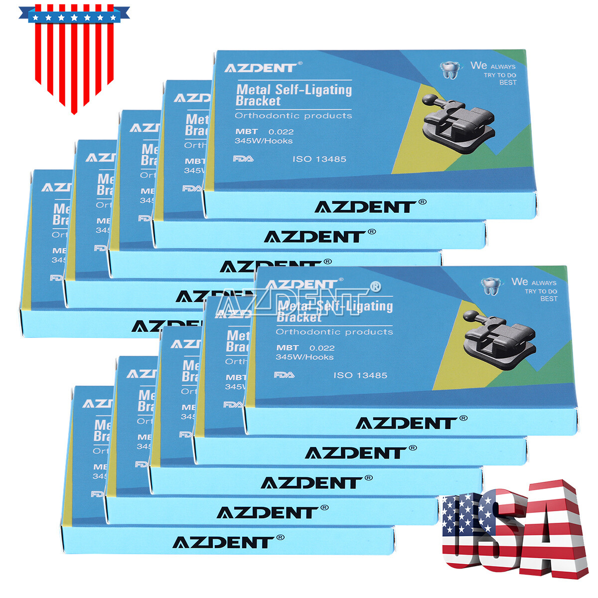 AZDENT Dental Orthodontic Self-Ligating Brackets Braces Mini MBT/ Roth 022