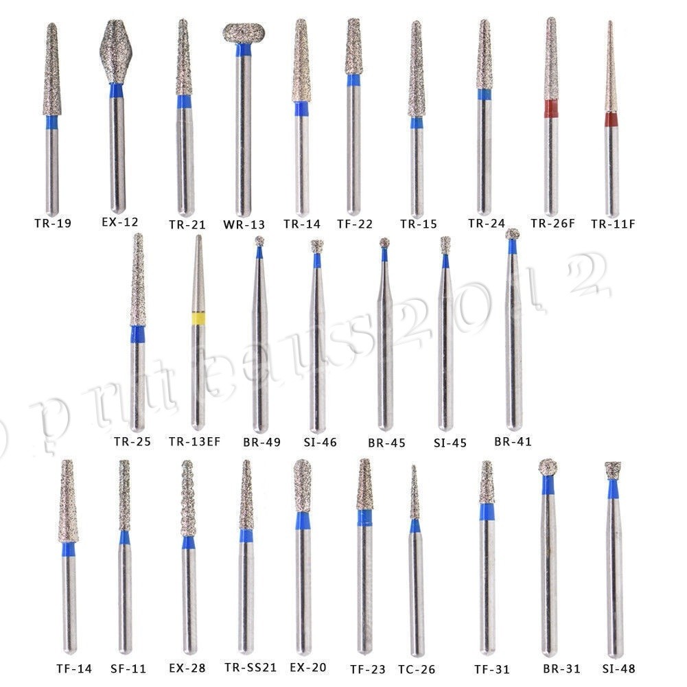 100 Types Dental FG Diamond Burs For High Speed Handpiece Friction Grip 50pcs