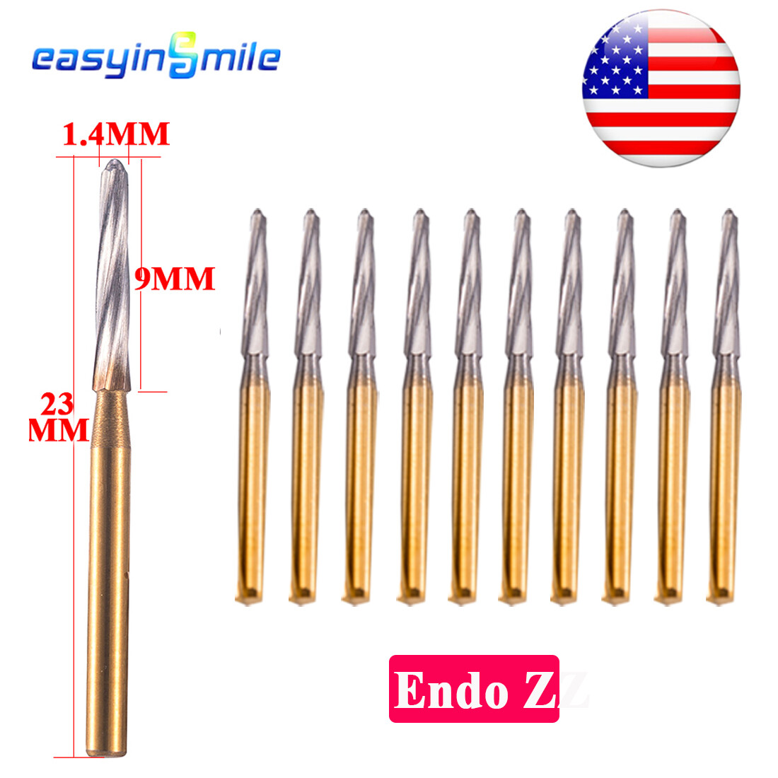 10pcs Dental Endo-Z Tungsten Carbide Burs Endodontic Surgical Cutter 1.4*23*9MM