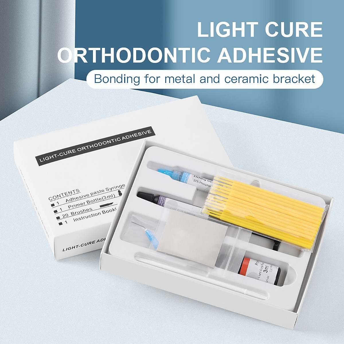 Kit de Sistema de Adhesivo para Brackets Ortodónticos Dental, Primer de Curado p