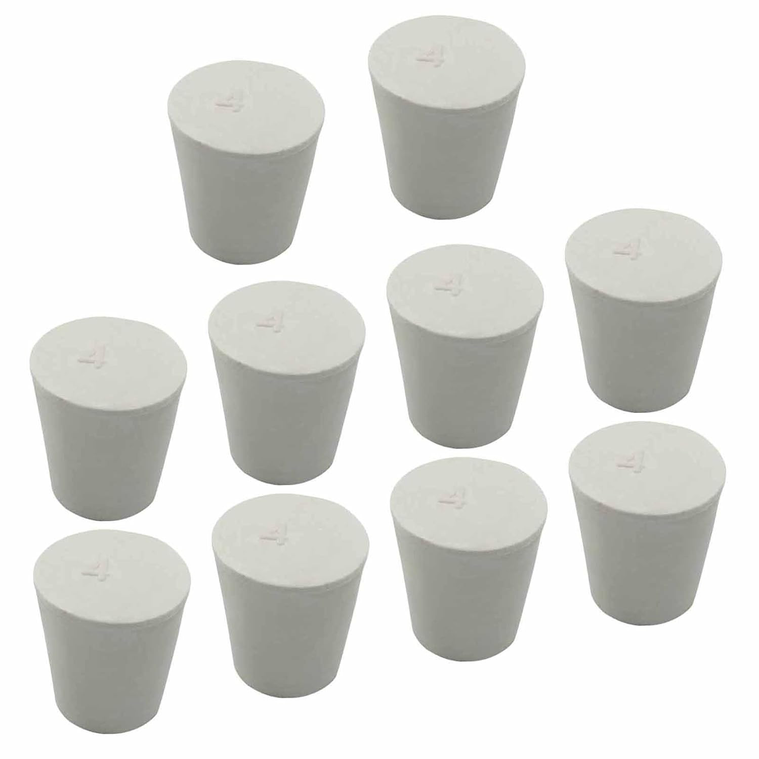 10 Pack Solid Rubber Stoppers – 3# Tapered Shaped Lab Bungs Plug – White Lab Plu
