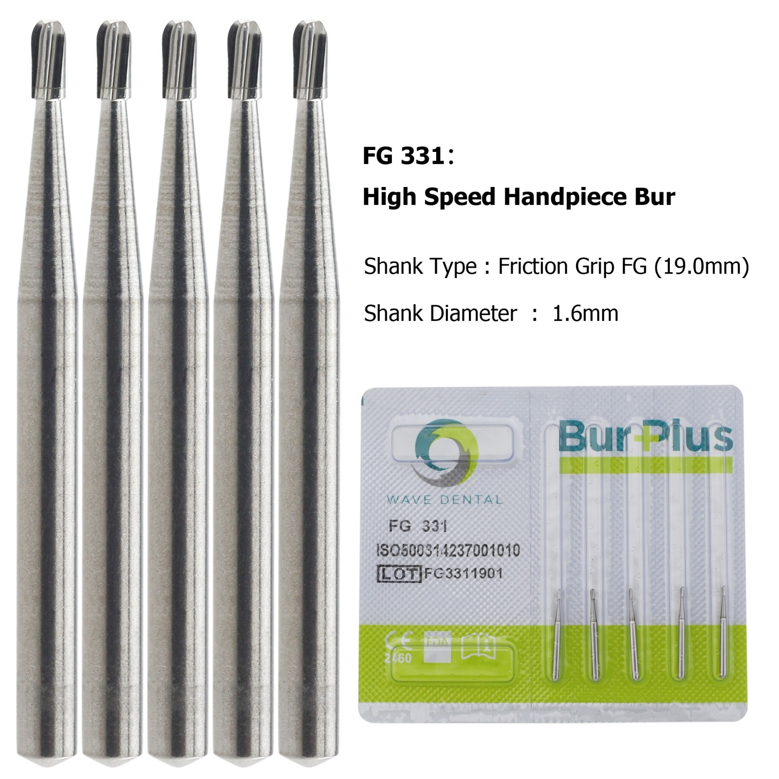 Wave Dental Carbide Bur FG 330 245 557 Pear Diamond Bur 830/008 010 High Speed