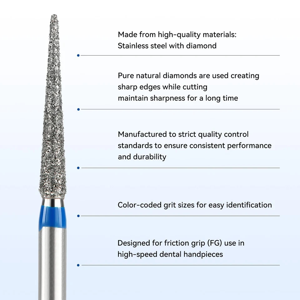 5Pcs Dental Diamond Burs Extra Fine Super Coarse Need Shape for High Speed 859