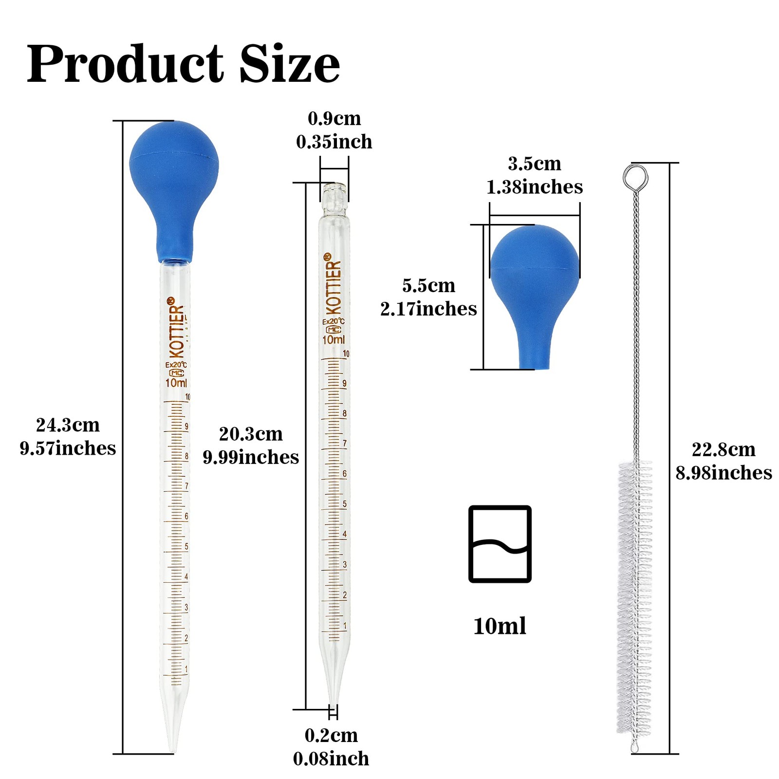 3Pcs Glass Pipettes Dropper, 10ml Graduated Liquid Dropper with Rubber Bulb…