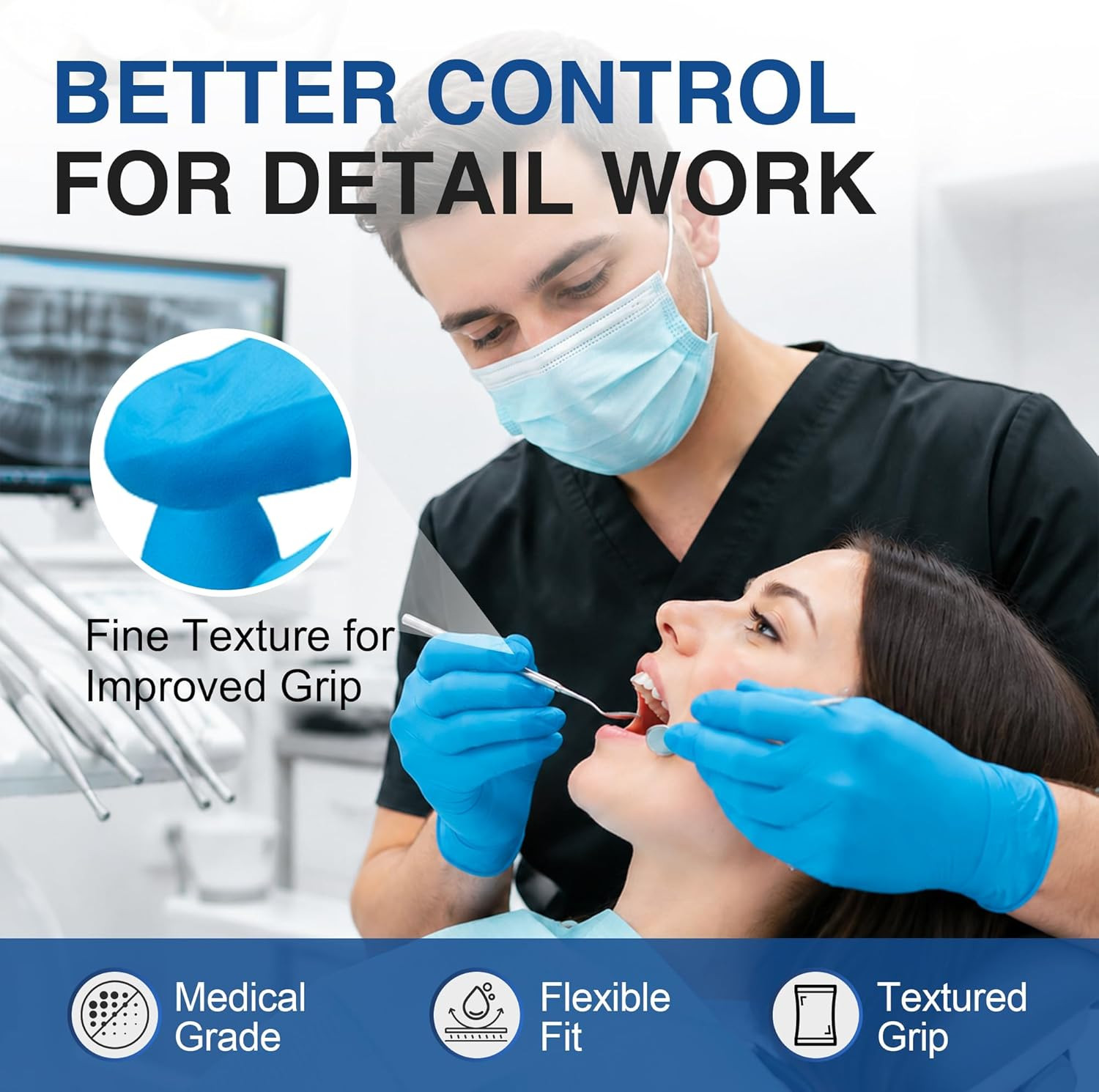 Schneider Medical Nitrile Exam Gloves, 4 Mil, Powder-Free, Latex-Free, Disposabl