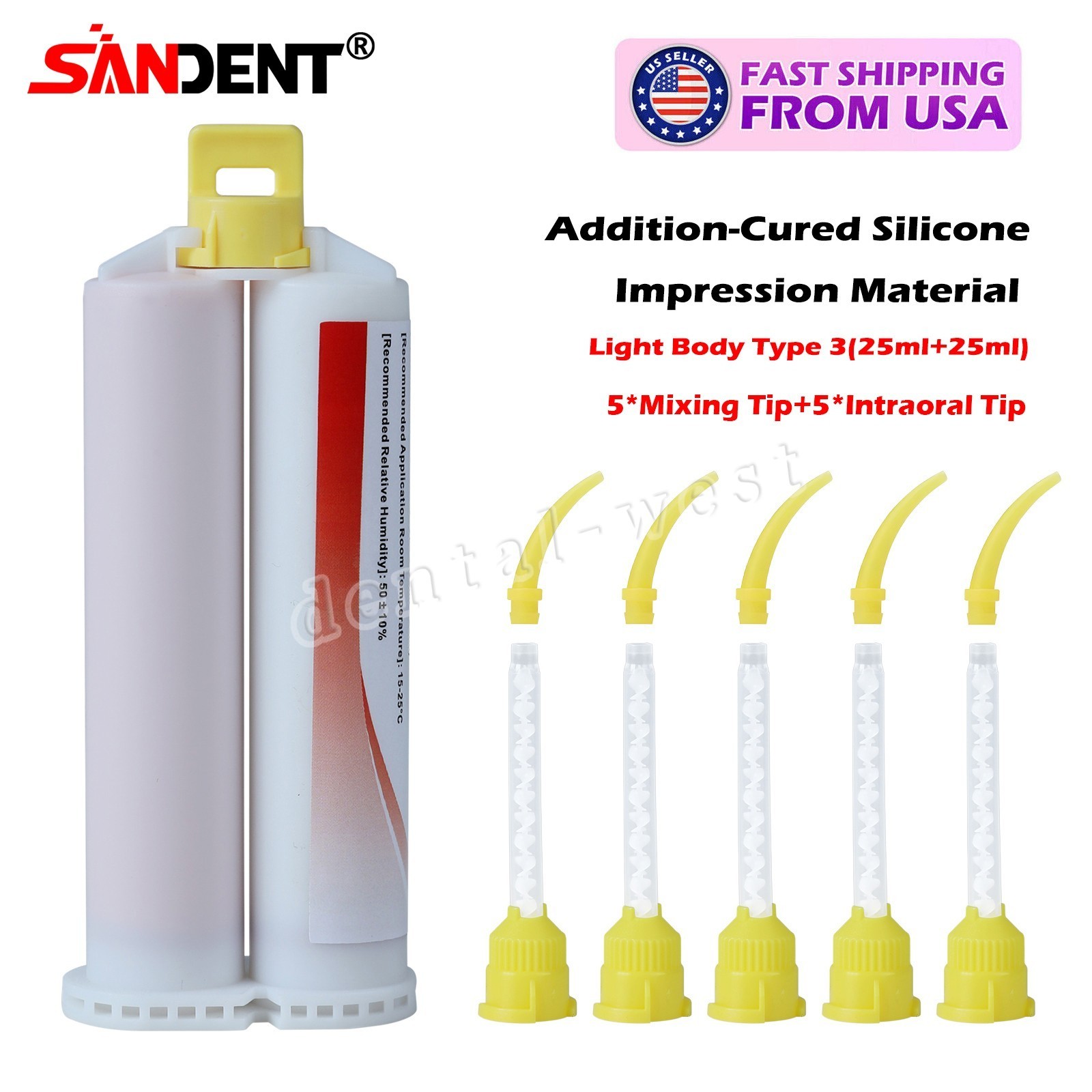 Dental Impression Material Light Body, Fast Set VPS PVS Molding 2x25ml 1-120x