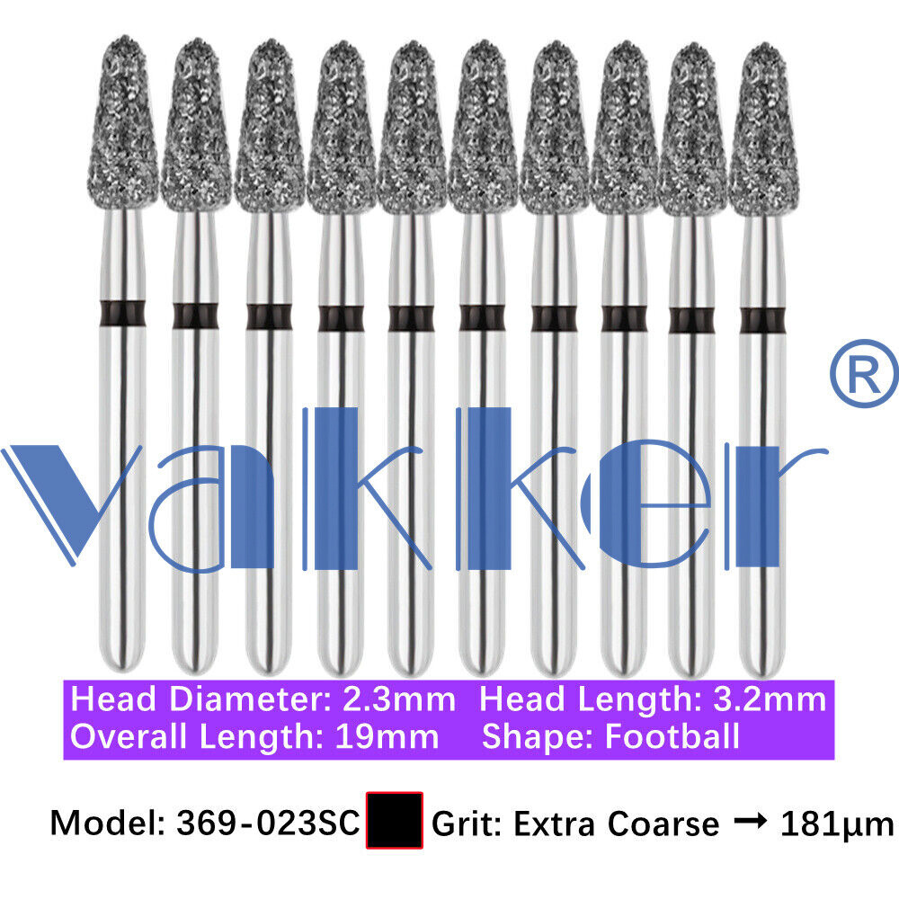 10pc/pk Diamond Burs Shape Football Diamond Bur Super Fine Medium Coarse