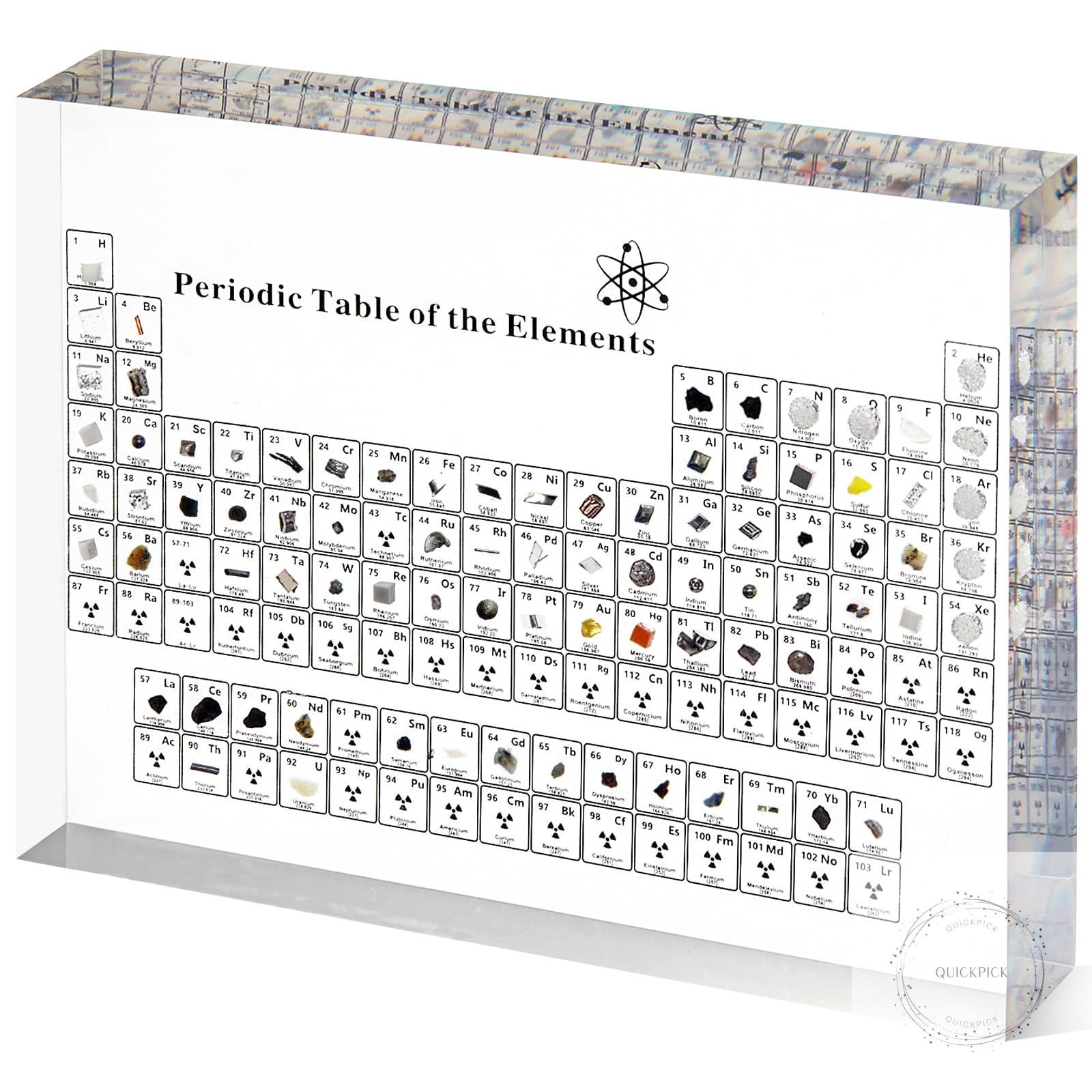 Periodic Table with Real Elements Inside, Acrylic Periodic Table Display with