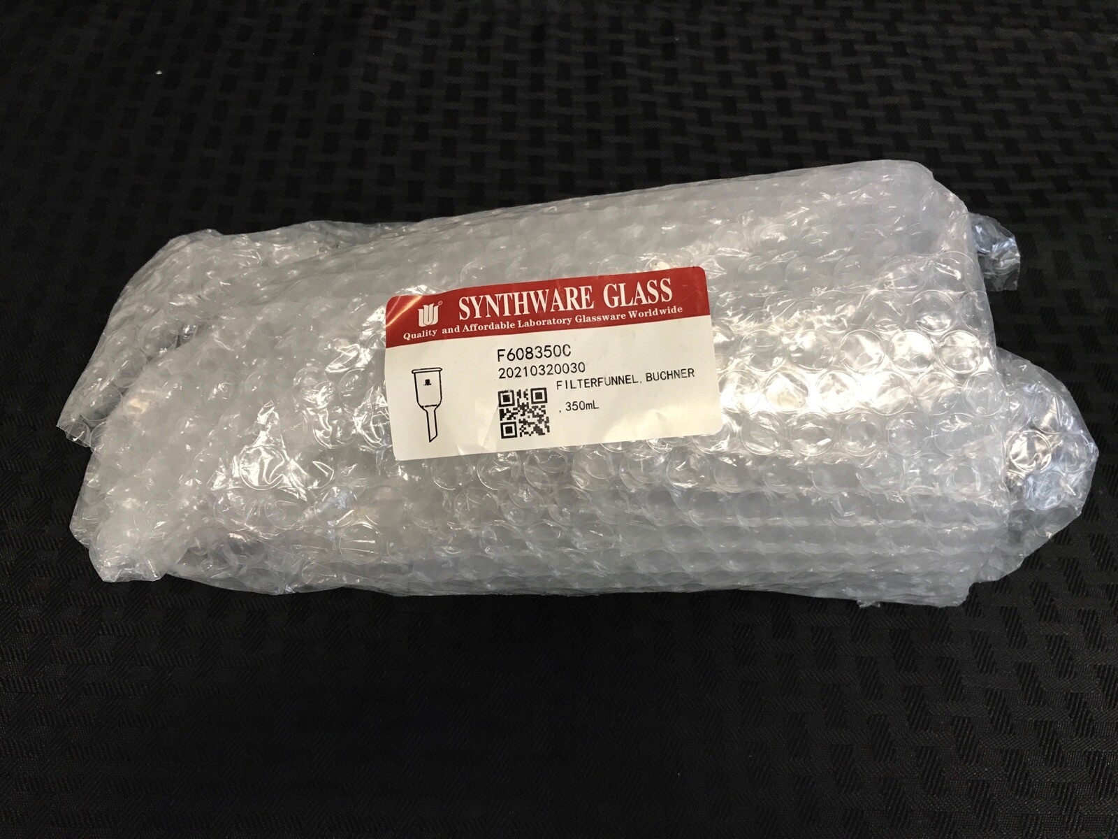 New SYNTHWARE Glass 350mL Buchner Filter Funnel Coarse Frit F608350C