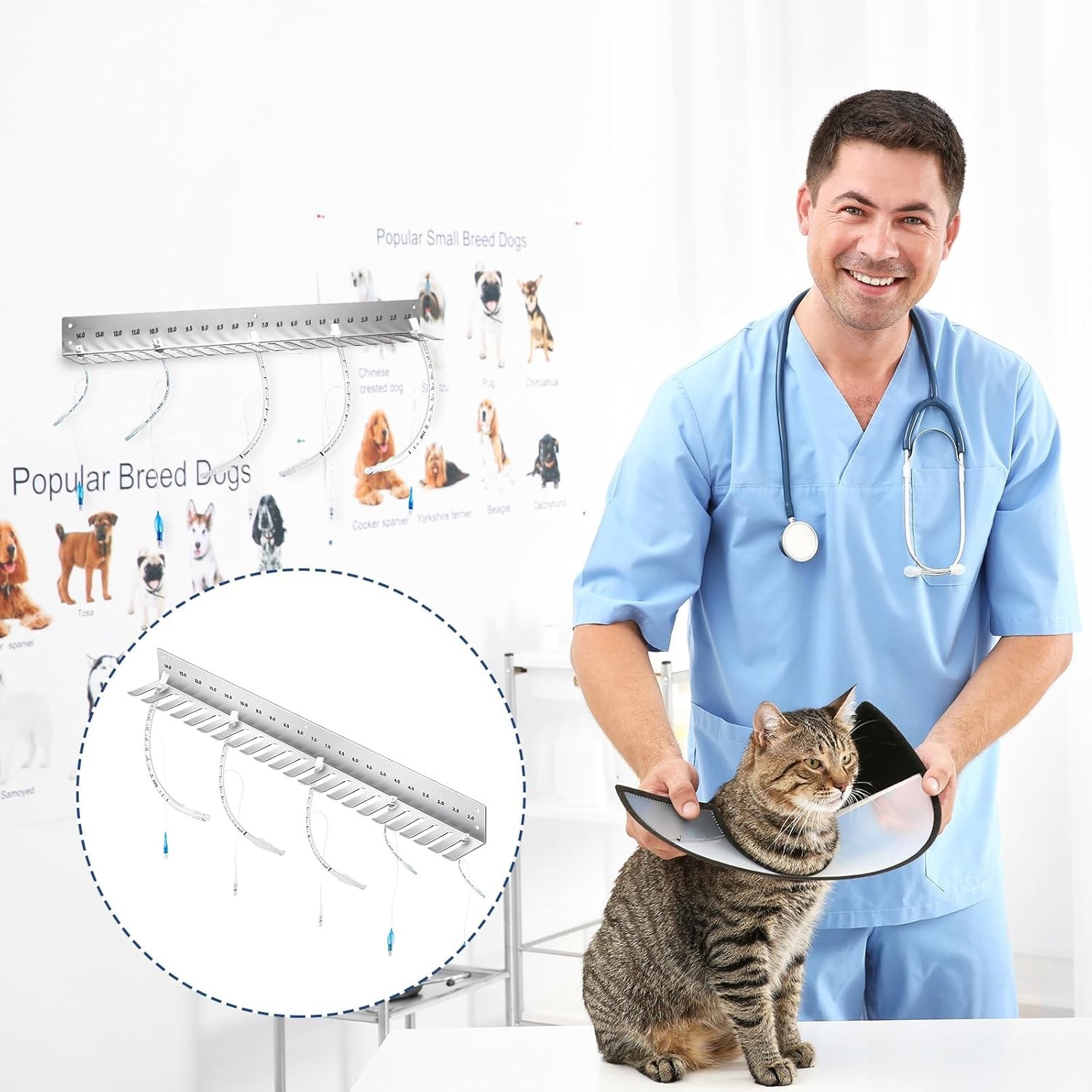 Endotracheal Tube Holder 304 Stainless Steel Rack Wall Hanging Frame Endotrac…