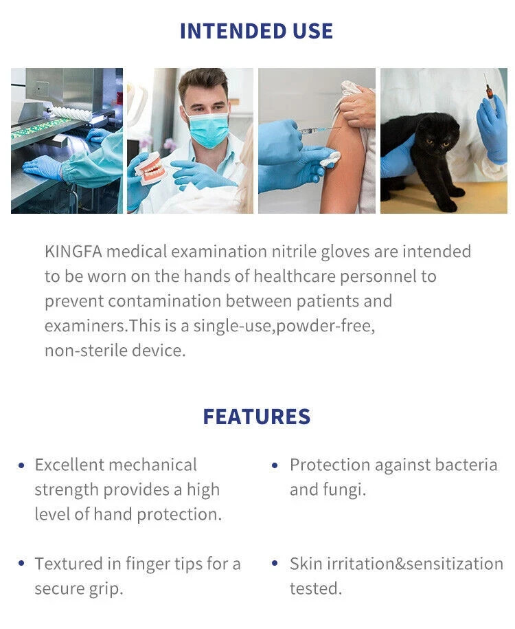 Blue Nitrile Medical Gloves Powder Free & Latex Free Disposable | 3 mil