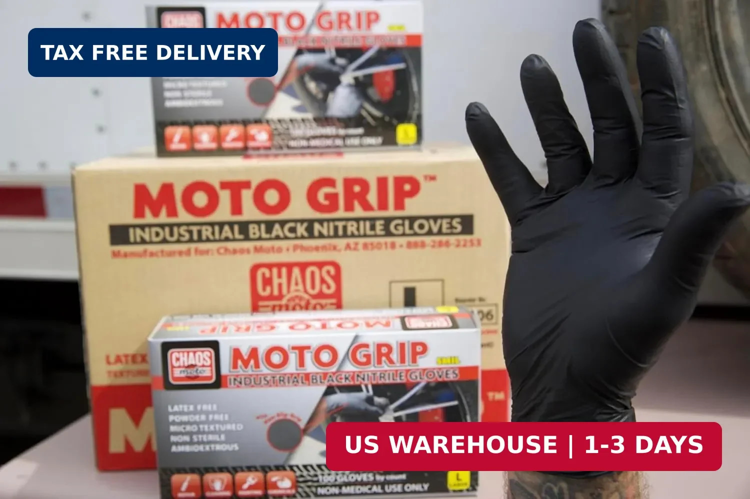 Grip Black Nitrile Gloves 5mil Latex-Free, Powder-Free, Micro-Textured for Repai