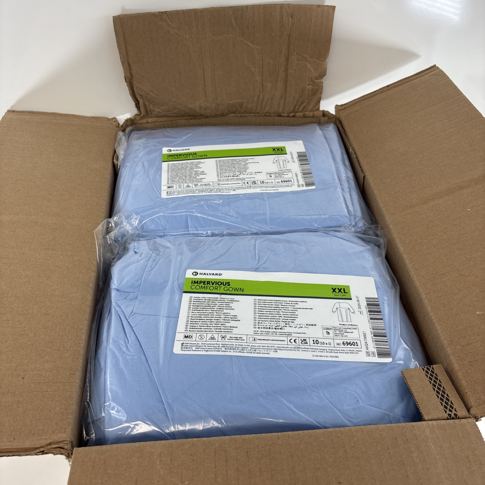 *100-Pieces* Halyard Impervious Comfort Gown Knit Cuffs Blue XX-Large 69601