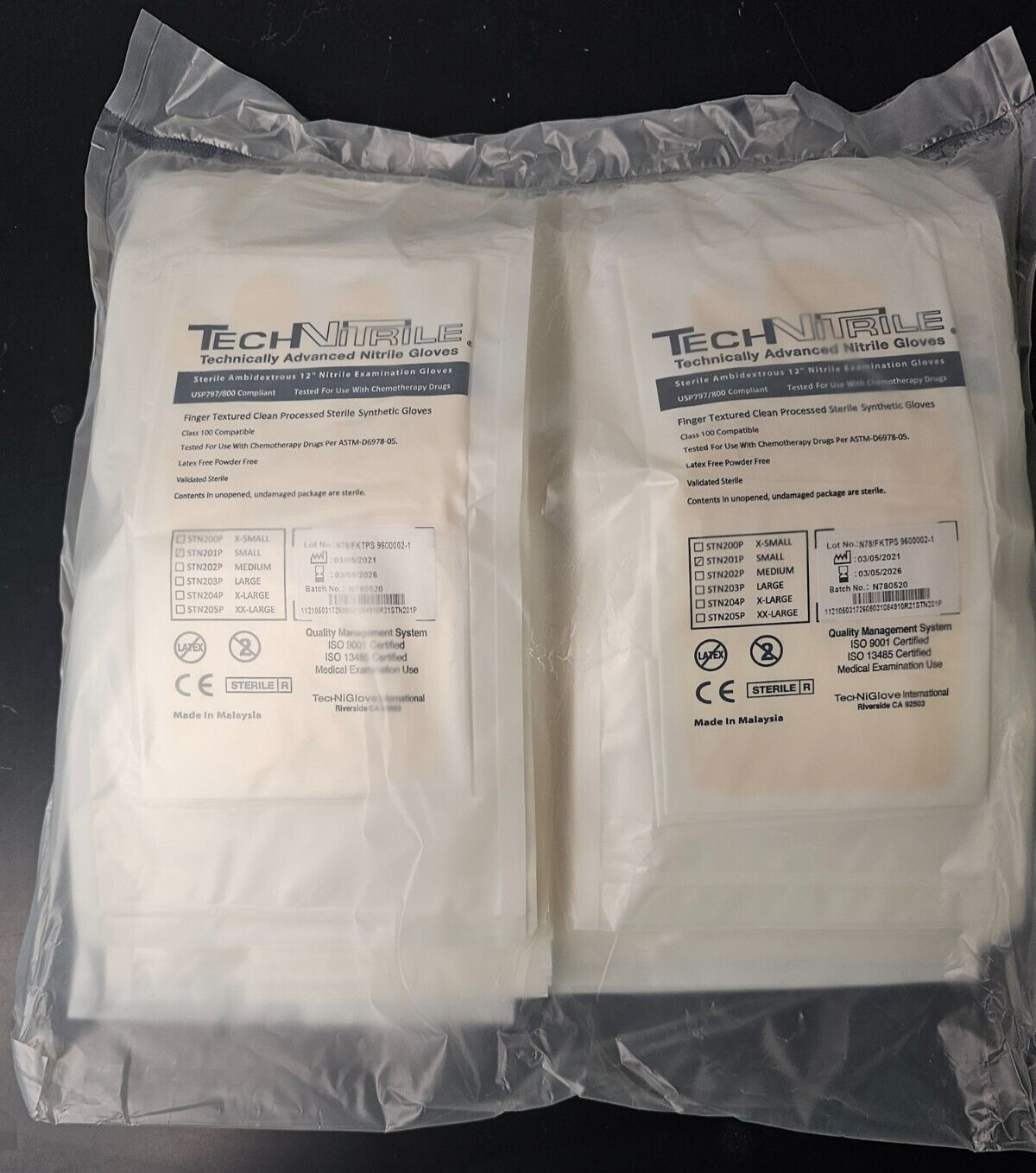 (50) PAIRS TechNiGlove STERILE AMBIDEXTROUS NITRILE CLEANROOM GLOVES – SMALL