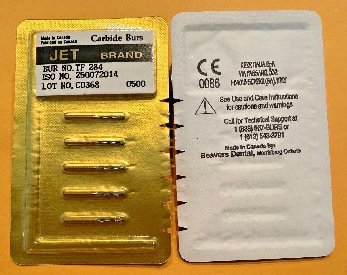 JET KERR TRIMMING & FINISH DENTAL CARBIDE BURS 12 BLADES TF 284 FG 284