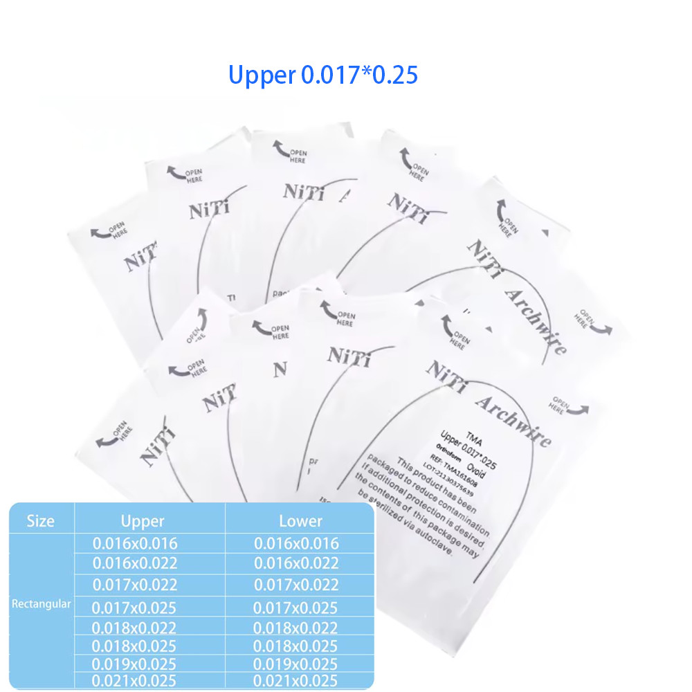 Dental Orthodontic TMA Beta Ti-Mo Arch Wires Rectangular Round Arch Ovoid Form