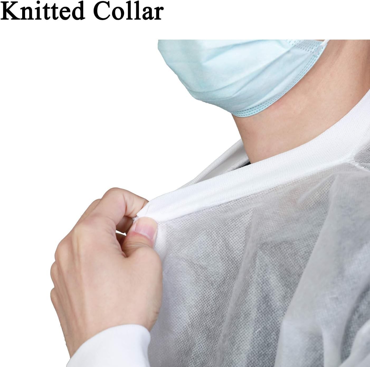 10-Pack Disposable Lab Coats for Adults, Knee Length with 2 Pockets, Knitted …