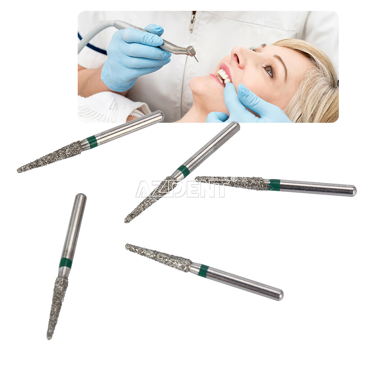 500Pcs 100 Types AZDENT Dental Diamond Burs Drills for High Speed Handpiece