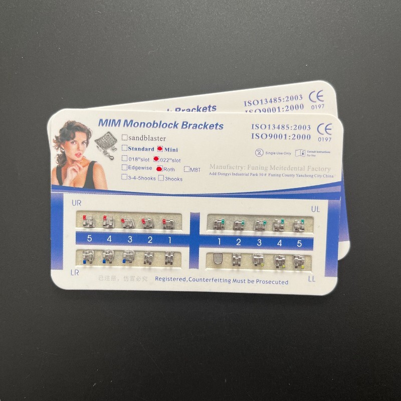 Dental Orthodontic Metal Bracket MIM Monoblock Mini Roth 022 no Hooks Mesh Base