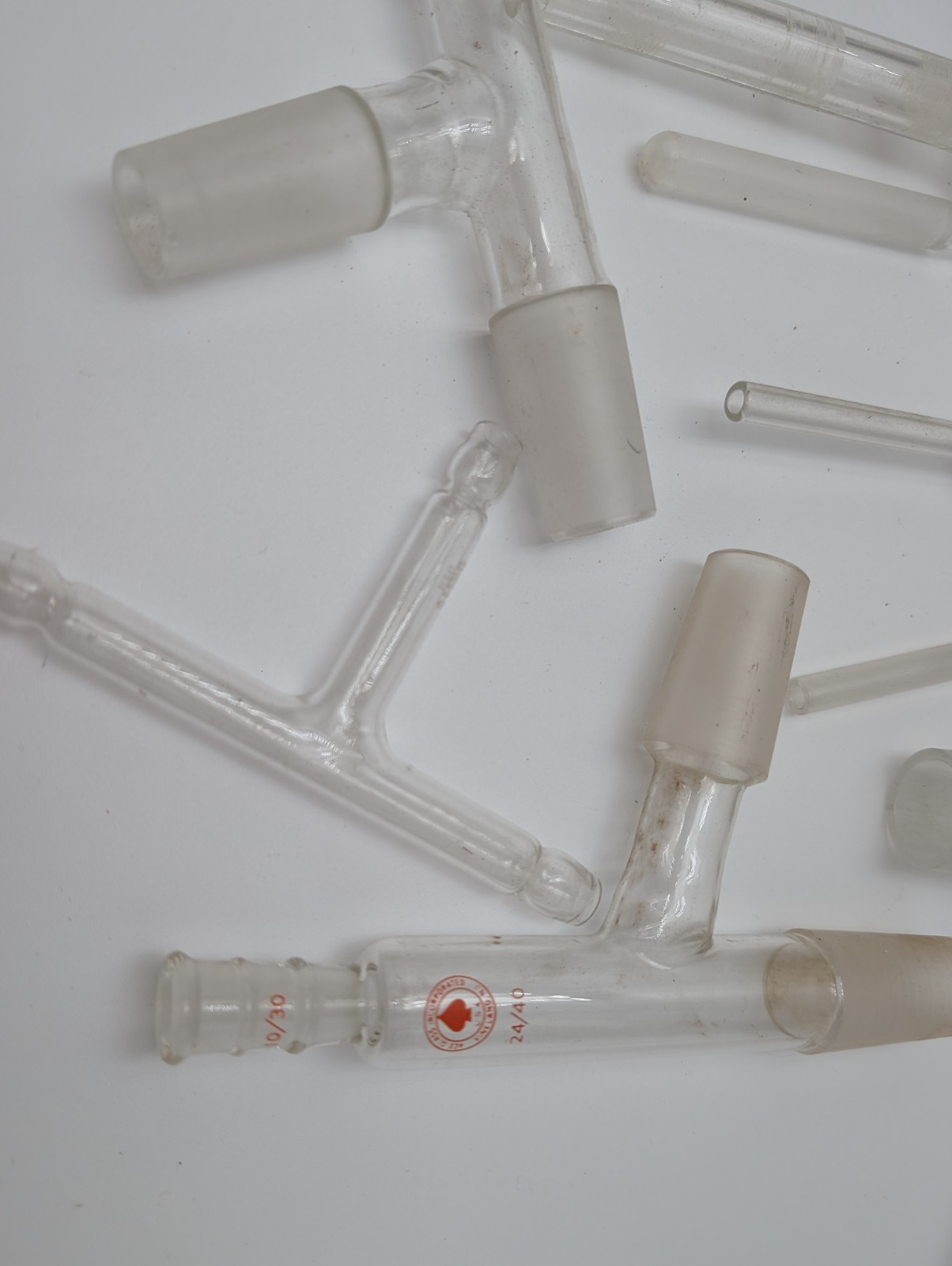 Lot of Vintage Laboratory Glassware 21pcs (Pyrex) Connectors + More