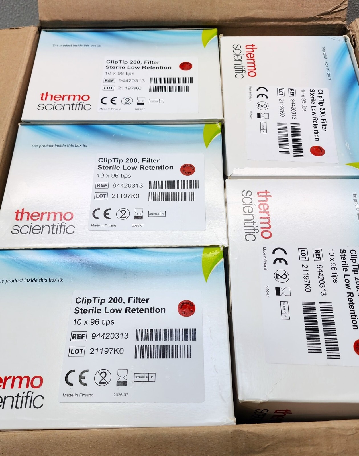 Thermo Scientific ClipTip 200 uL Filtered Sterile Low Retention Tips CASE OF 5