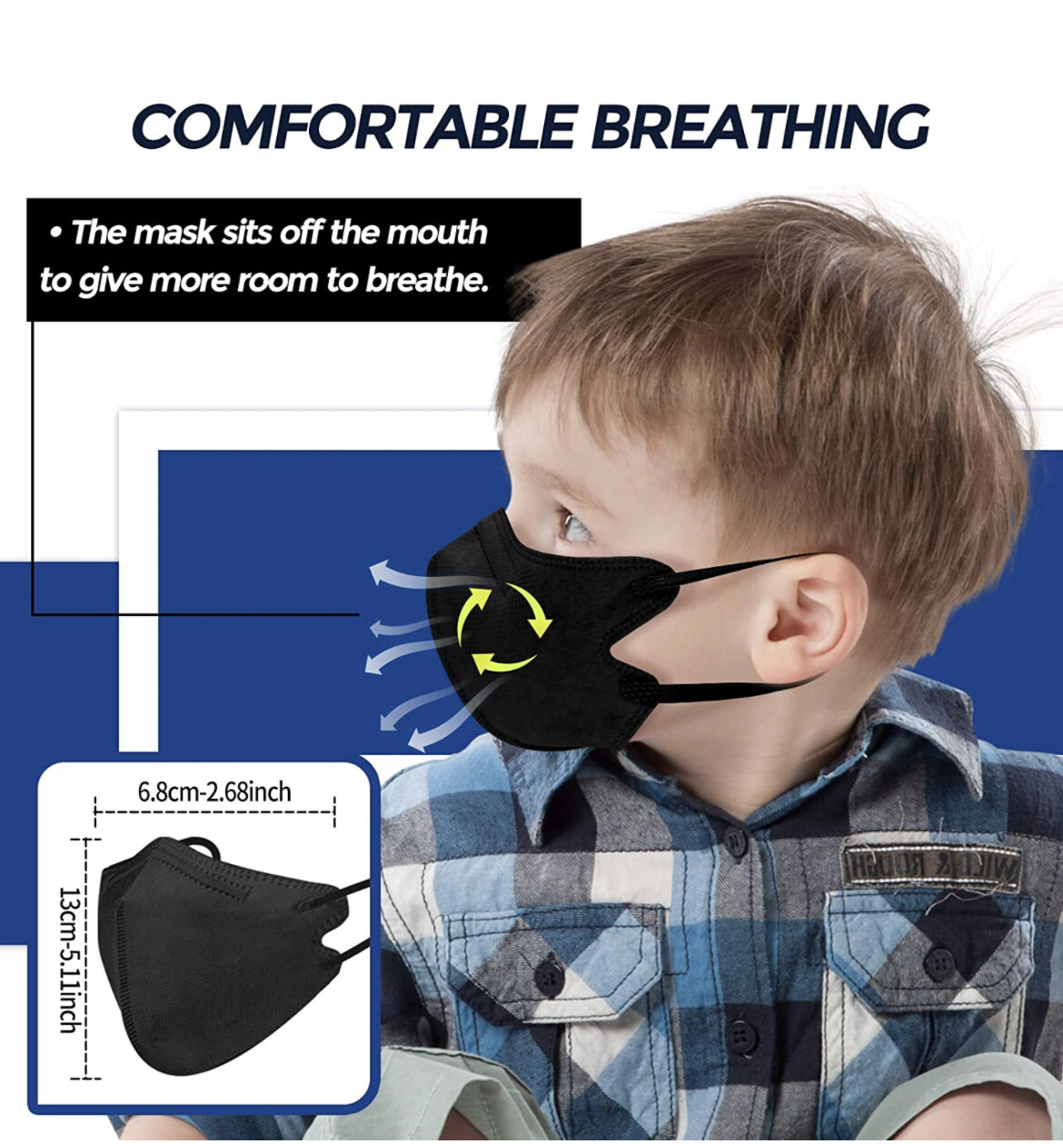 10Pcs Black KN95 Face Mask 5 Layer Protective BFE 95% Disposable Kids Respirator