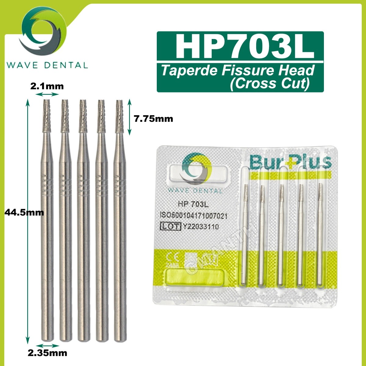 US WAVE Dental Tungsten Carbide Burs Dentistry Drills Dental Bur HP Dia 2.35mm