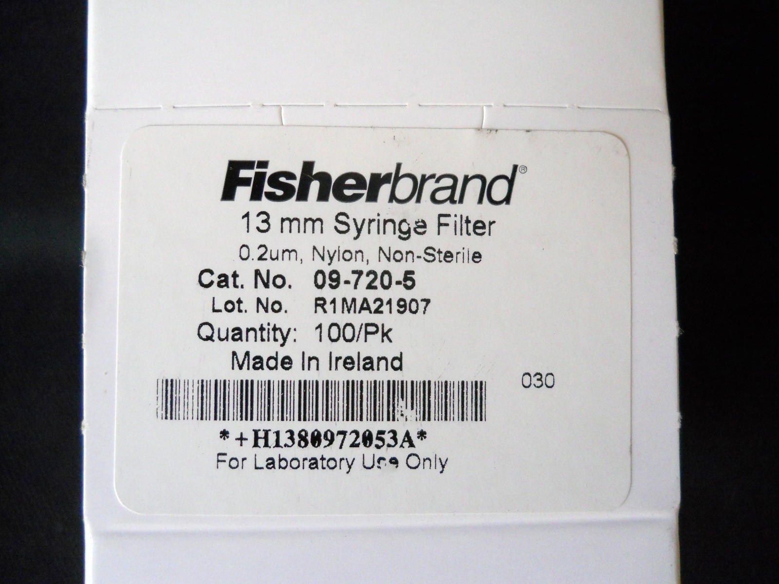 Box of (100) FisherBrand 13mm Syringe Filter, 0.2µm, Nylon, Non-Sterile 09-720-5