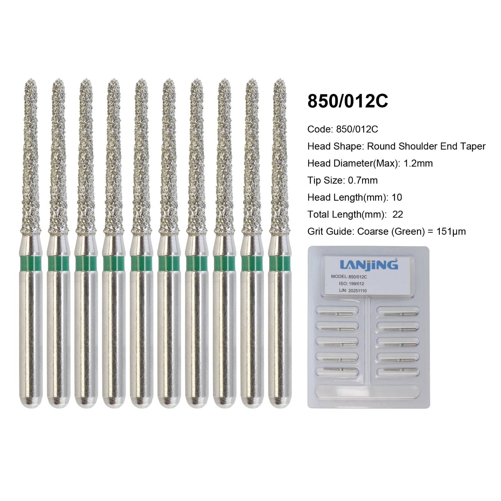 Dental Bur Diamond Burs FG High Speed Round End Taper Cylinder Football Barrel