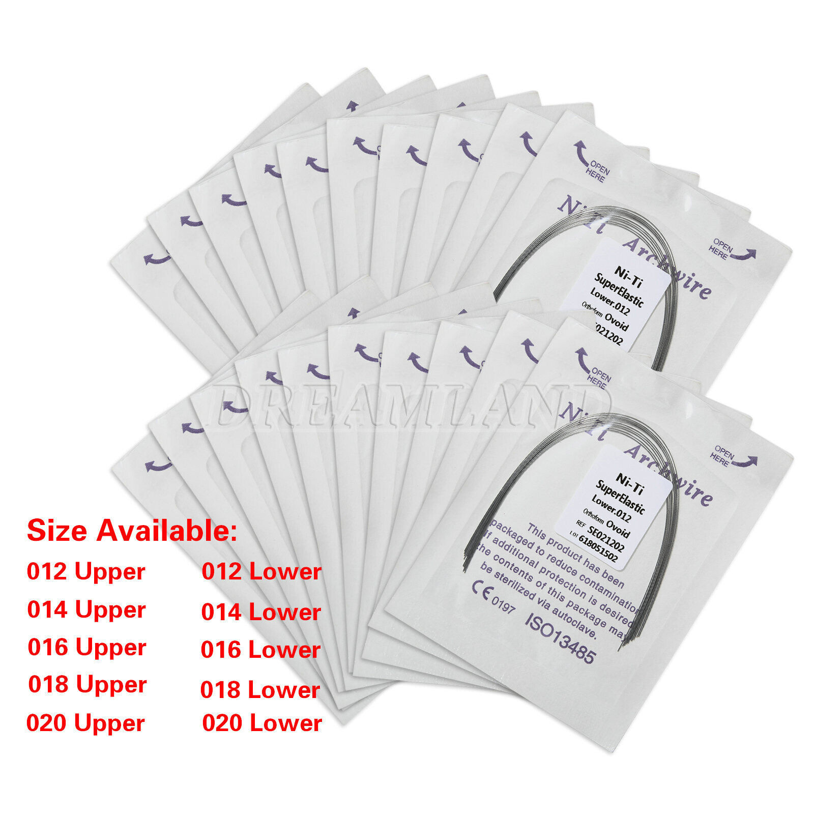 Dental Ortho Super Elastic Niti Round Arch Wire Ovoid 012-020upper/lower all