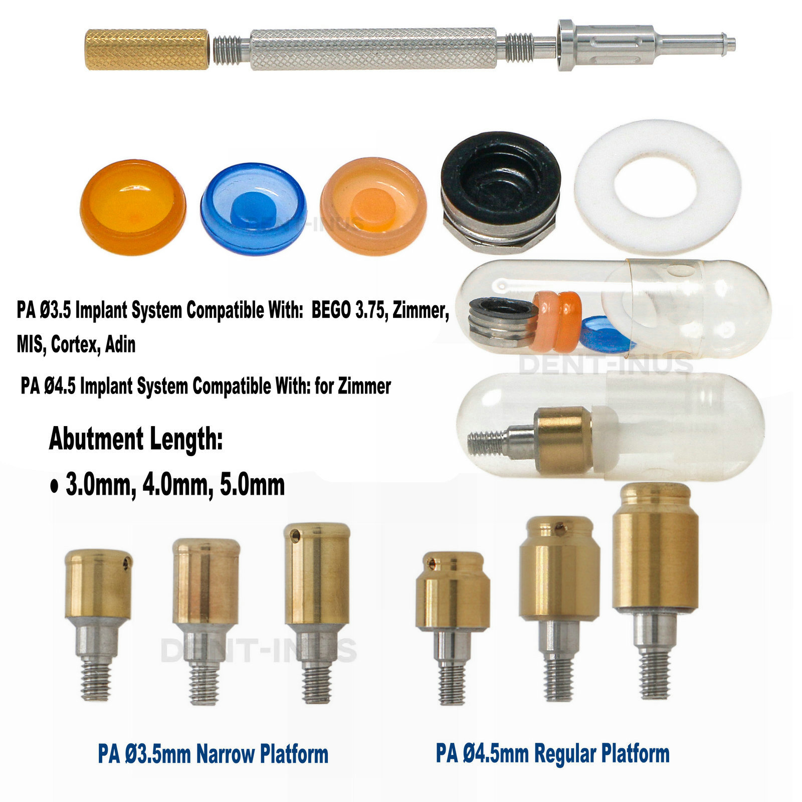 Dental Attachment Abutment Male Cap Tool fit Zimmer Removable PAØ3.5mm/4.5mm