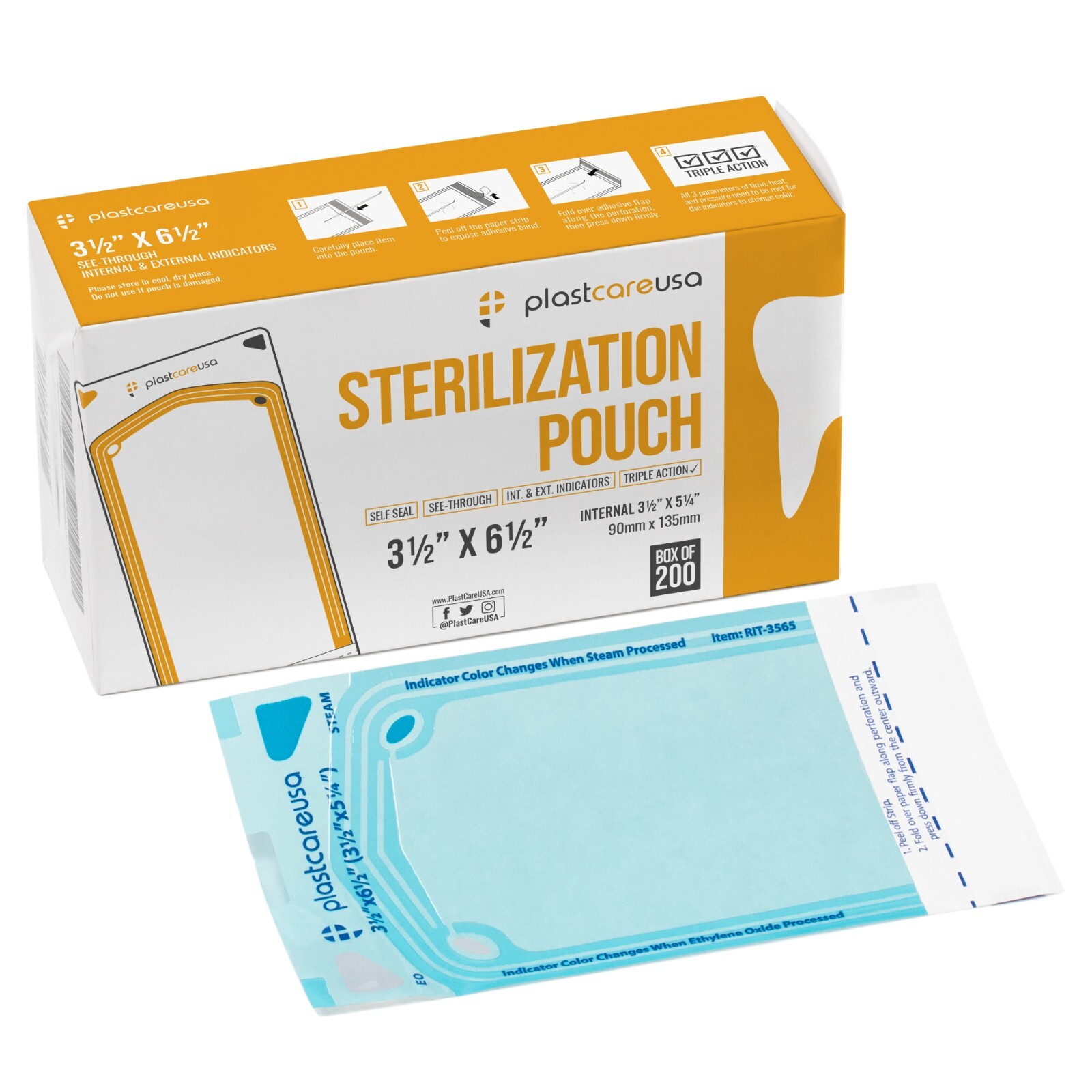 3.5″ x 5.25″ Self-Sealing Sterilization Pouches for Autoclave (1 Box of 200)