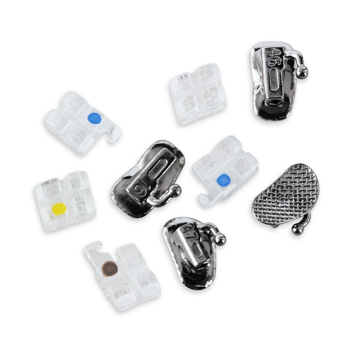 Dental Orthodontic Sapphire Bracket +8pc Buccal Tube Mini Roth MBT.022 345 Hook