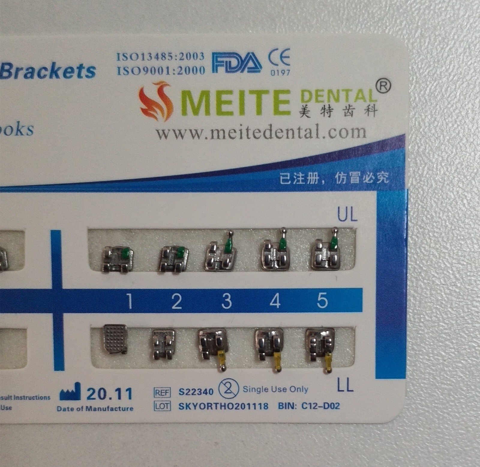 100 Sets Dental Orthodontics MIM Monoblock Metal Brackets Mini MBT 022 345 hooks
