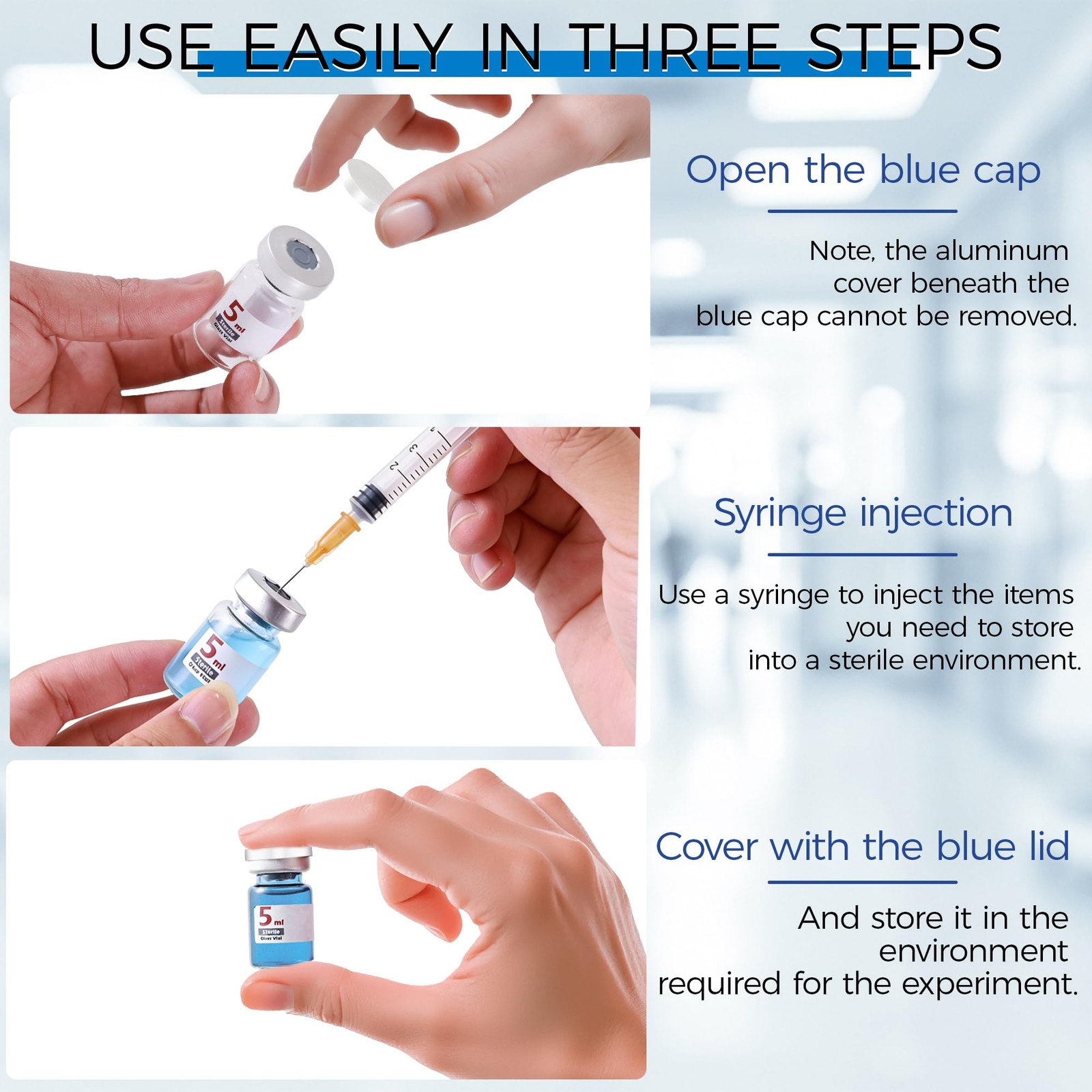 10 Pack 5ml Sterile Vials for Injections, Self-Healing Port, Empty Vials for …