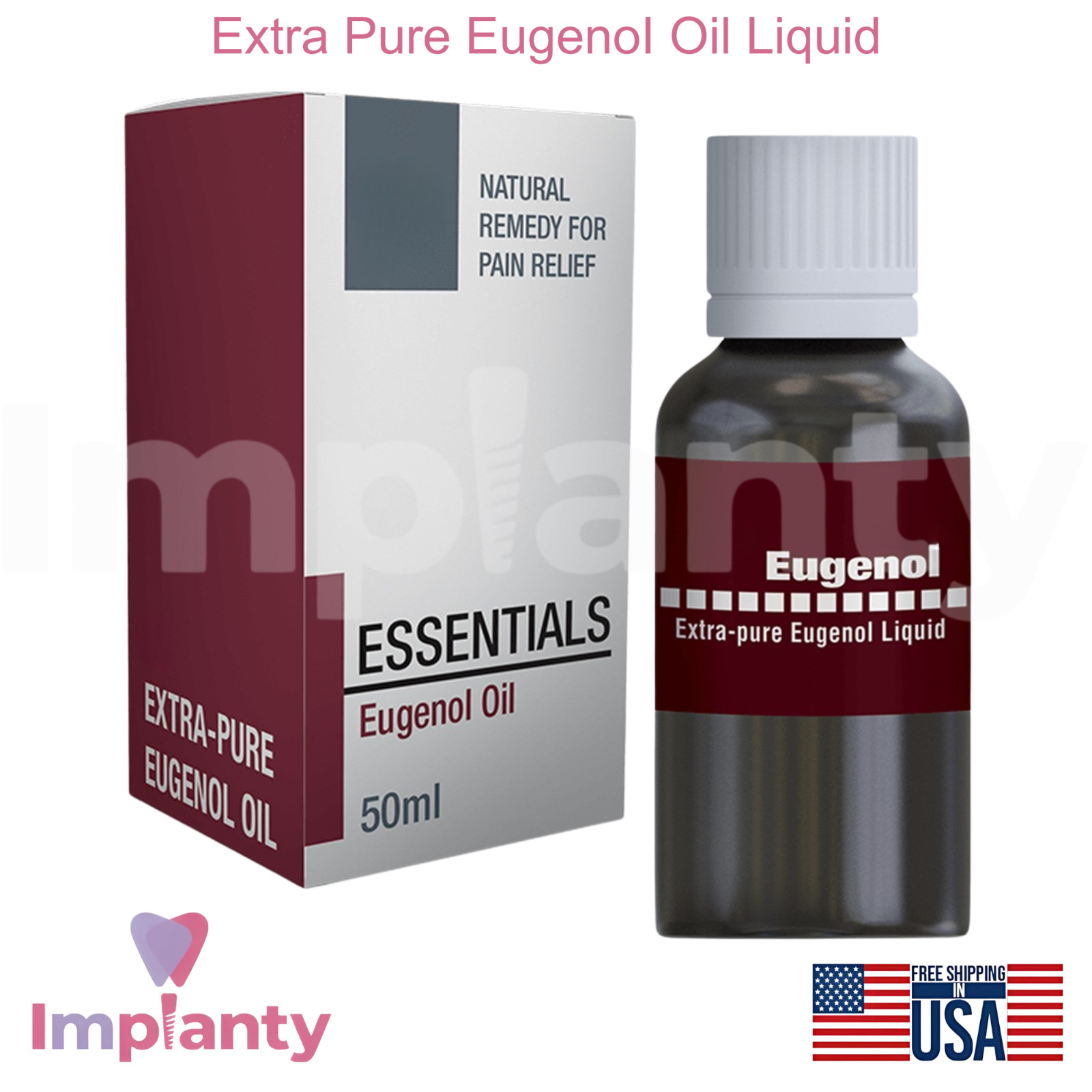 Extra Pure EugenoI Oil Liquid 50ml With Dropper Dental Relief Prep Solution