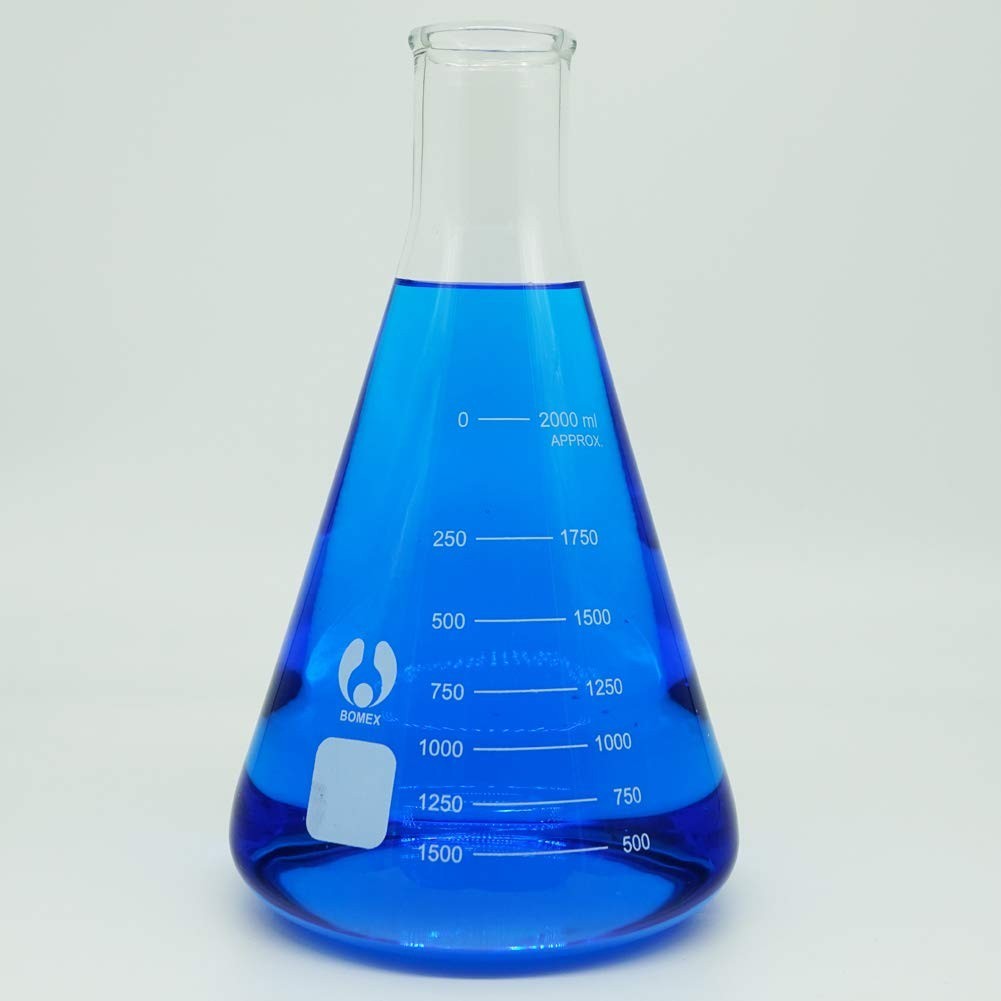Glass Erlenmeyer Set Narrow Mouth 2000ml Graduated s