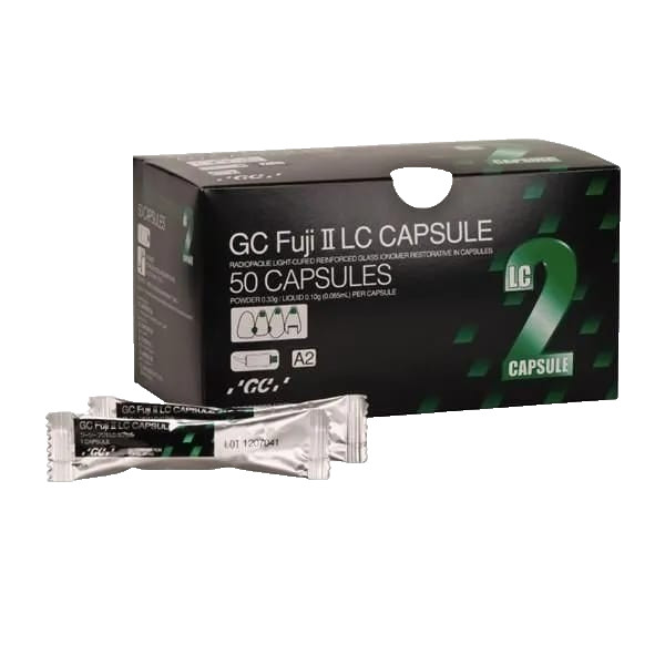 GC Fuji II LC Capsules A2 Shade Glass Ionomer Dental Restorative 50 Pack