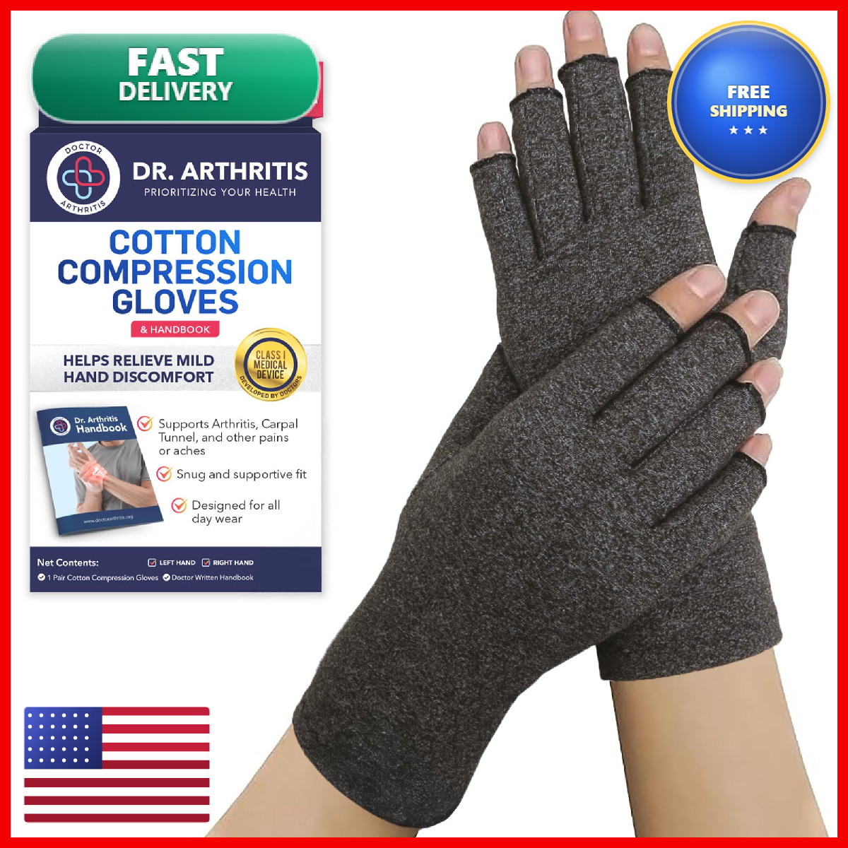 Dr. Arthritis Doctor Developed Compression Gloves For Women And Men/Open-Finger