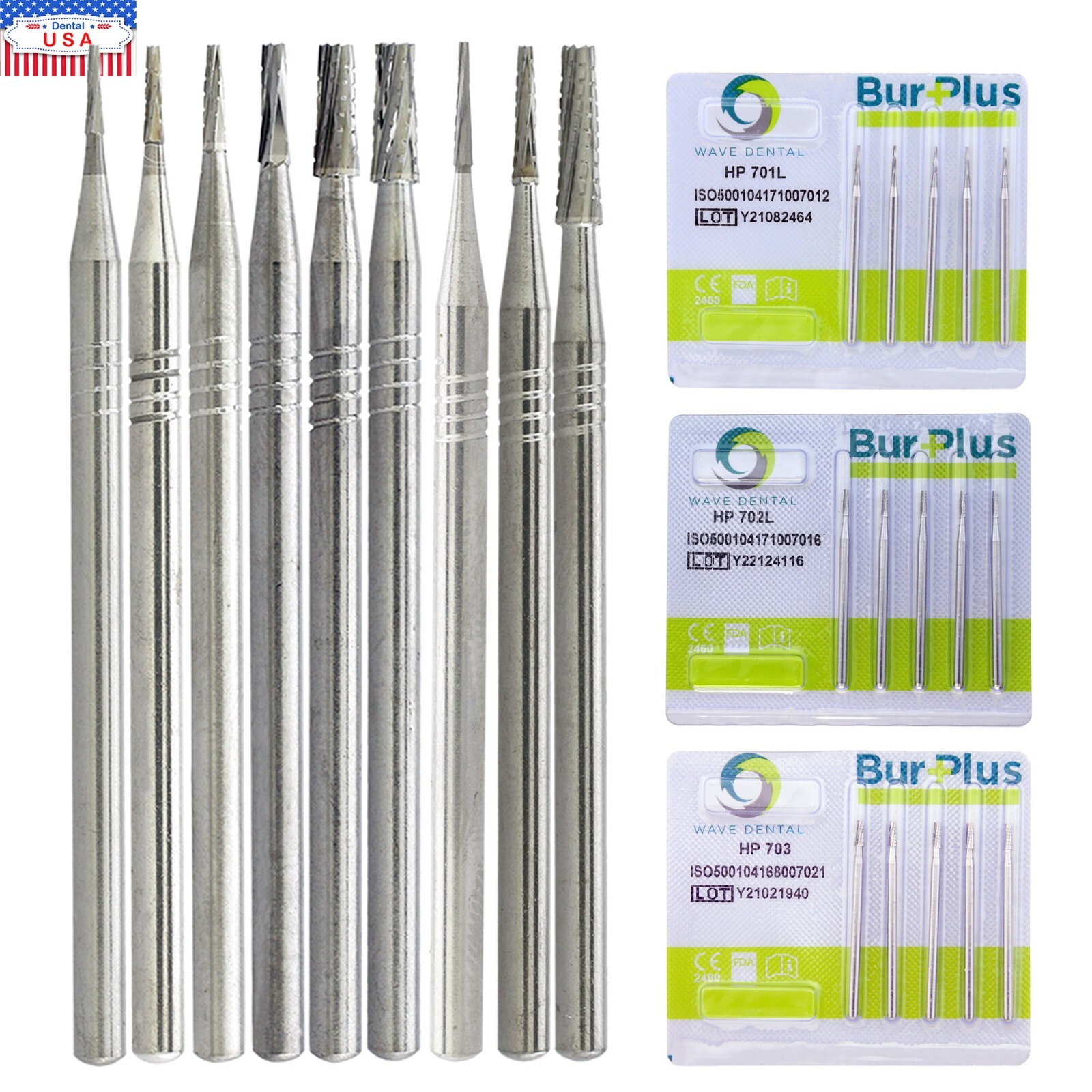 Wave Dental Straight Surgical Bur 701 702 703L Carbide Low Speed Nosecone 44.5mm
