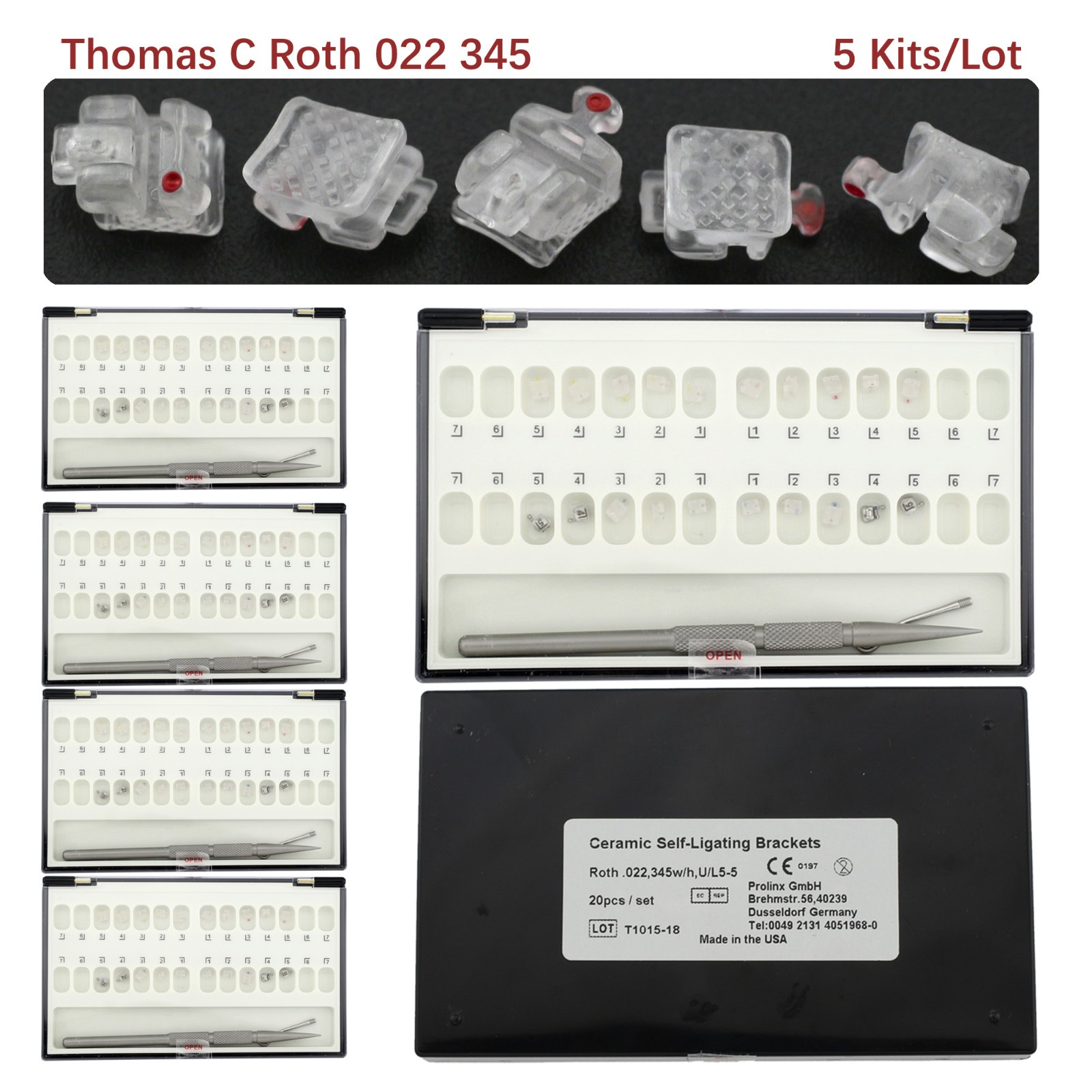 Orthodontic Self-Ligating Brackets Ceramic Braces Clear Roth MBT 022 Damon C 5-5