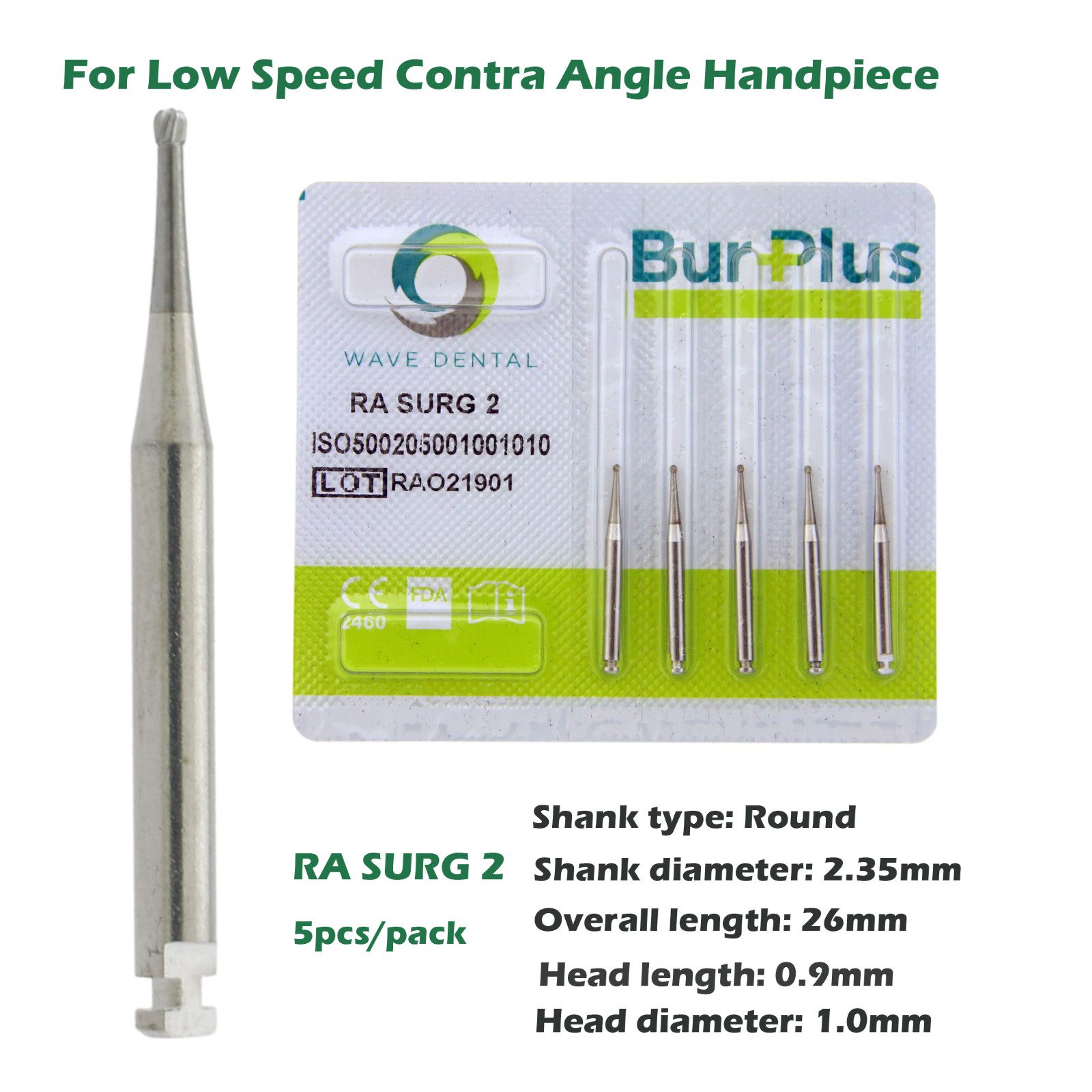Wave Dental Surgical Burs Carbide Latch Low Speed Contra Angle Bur RA SURG 2 4 6