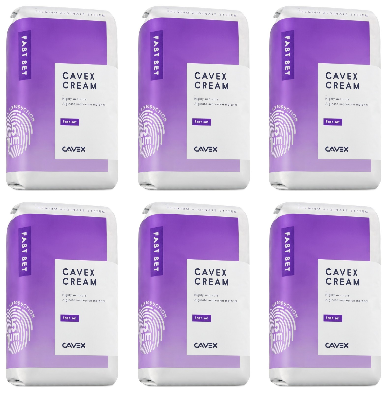 Cavex Cream Dental Alginate Fast Set (60s) – 500g Bubble‑Gum, Scan (Pack of 6)