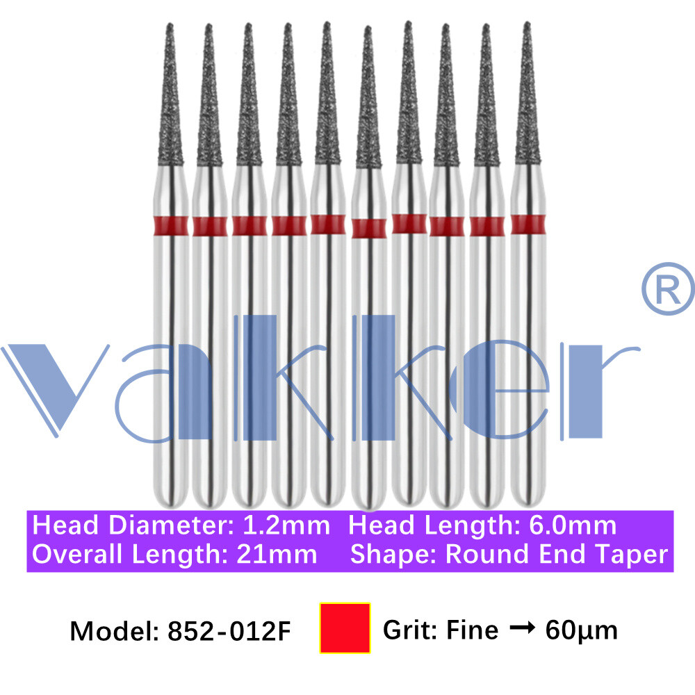 10pc Diamond Bur Shape X-Mas Tree Round End Taper Burs Fine Medium Coarse