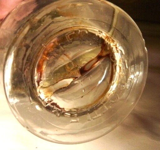 EXTREMELY ODD CONJOINED RIBBED & HORNED BOTTLE MADE IN FRANCE EACH W GLASS STRAW