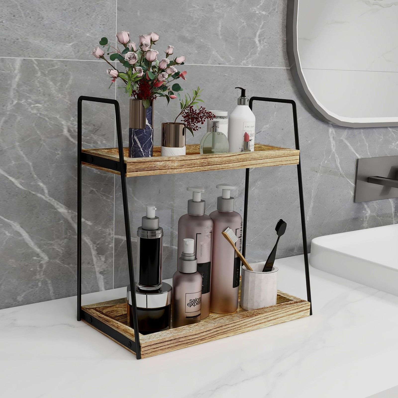 Dorhors 2 Tier Bathroom Counter Organizer Storage,Vanity Organizer for Bathro…